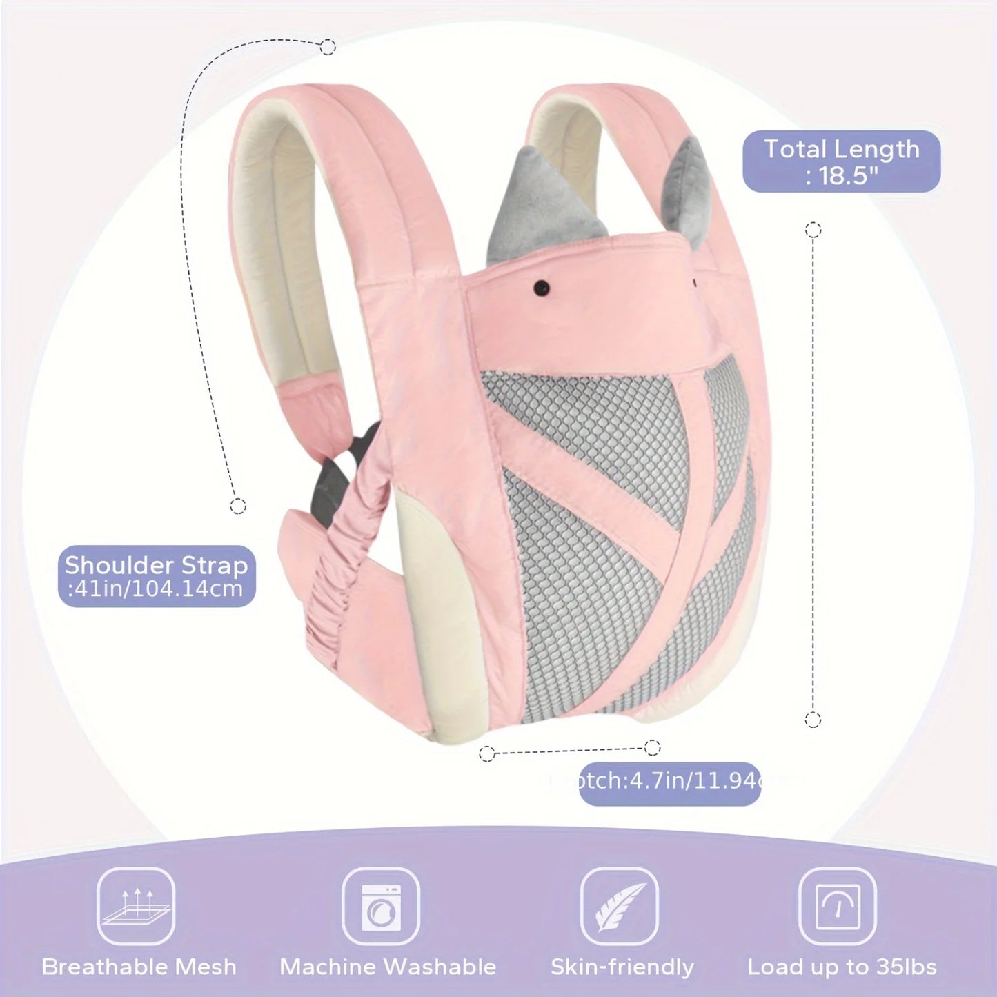 4-In-1 Ultimate Comfort Baby Carrier - Adjustable, Breathable, and Ergonomic Design for Newborn to Toddler up to 35 Lbs, Made Of