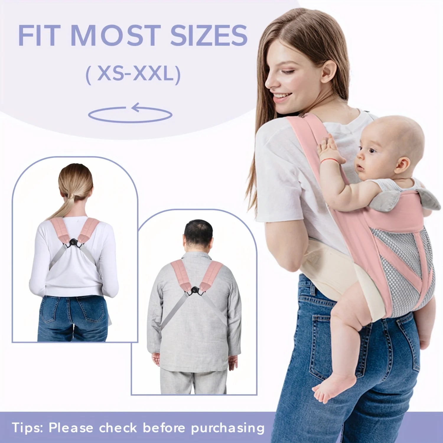 4-In-1 Ultimate Comfort Baby Carrier - Adjustable, Breathable, and Ergonomic Design for Newborn to Toddler up to 35 Lbs, Made Of